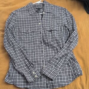 Banana Republic Women's Plaid Shirt - Black and White